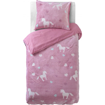 Glow in the dark dekbedovertrek Unicorn Roze